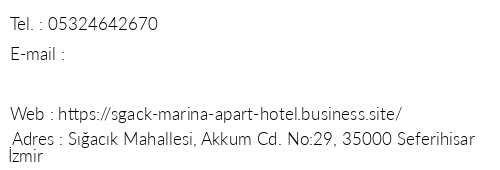 Sack Marina Apart Otel telefon numaralar, faks, e-mail, posta adresi ve iletiim bilgileri